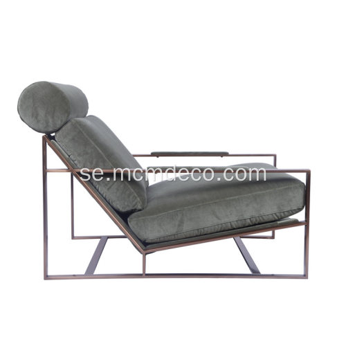 Modern Milo Baughman Fabric Lounge -stol med osmanska